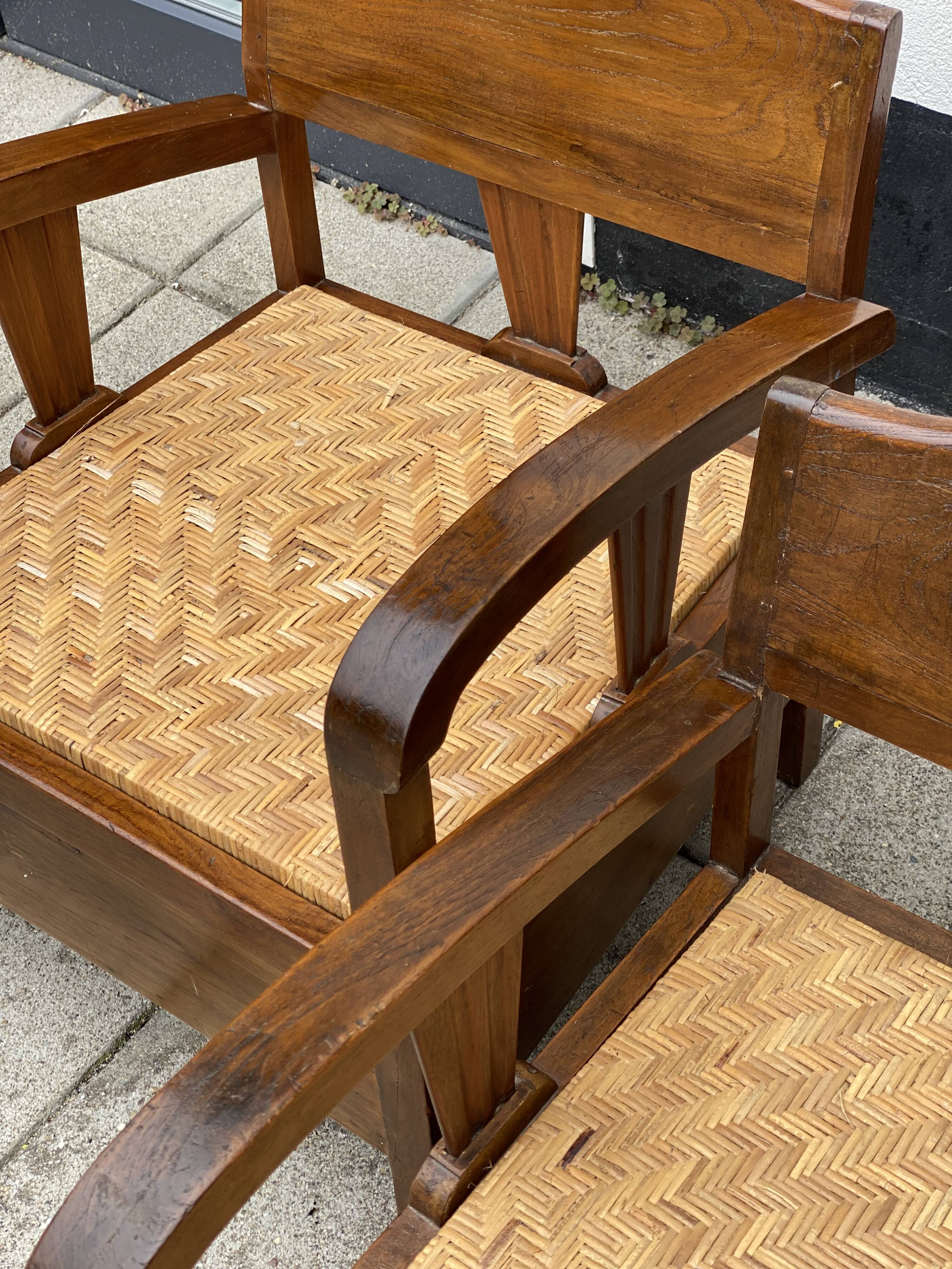 Oak Bamboo Seat Colonial Chairs