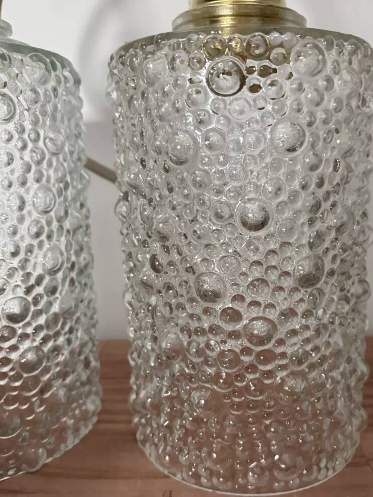 Set of two bubble glass pendant lights