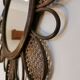 Vintage flower mirror in rattan and cannage 60s/70s