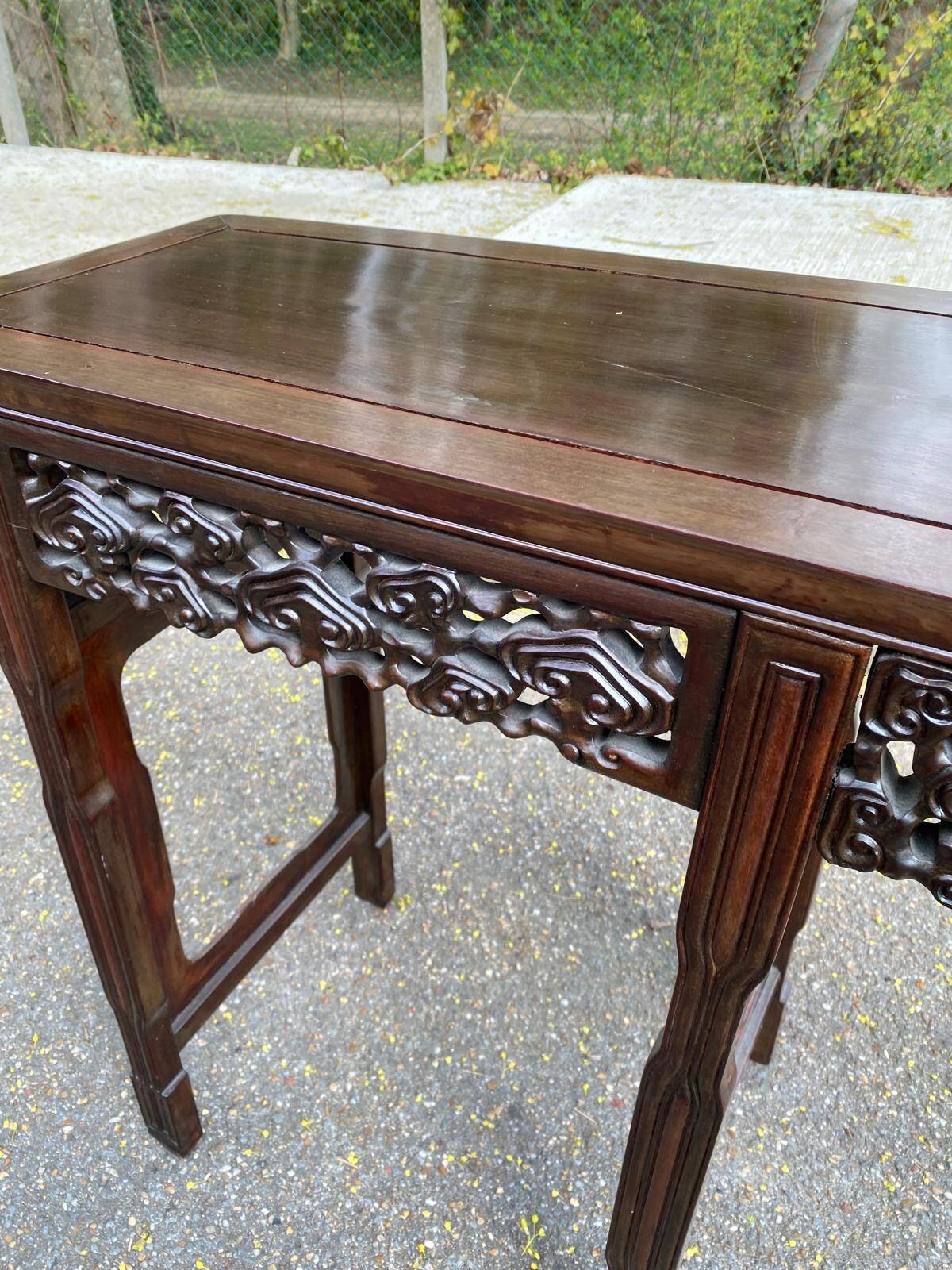 19th-century carved solid wood Chinese console.