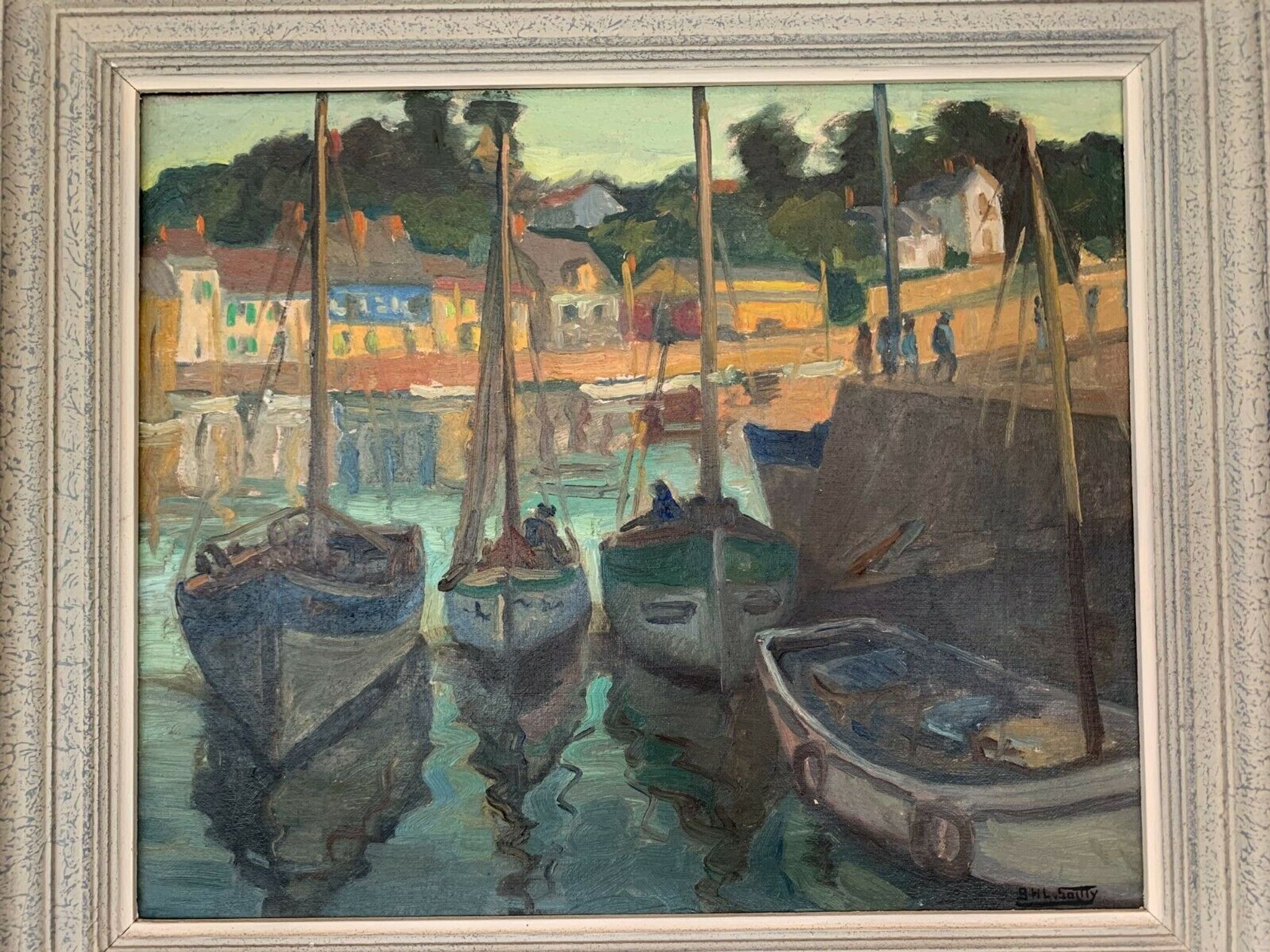 Oil on canvas "one evening in pornic by gilbert hl sailly xx century