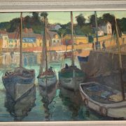 Oil on canvas "one evening in pornic by gilbert hl sailly xx century