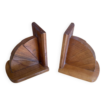 Pair of Vintage Art Deco Wooden Bookends Made in France #E068