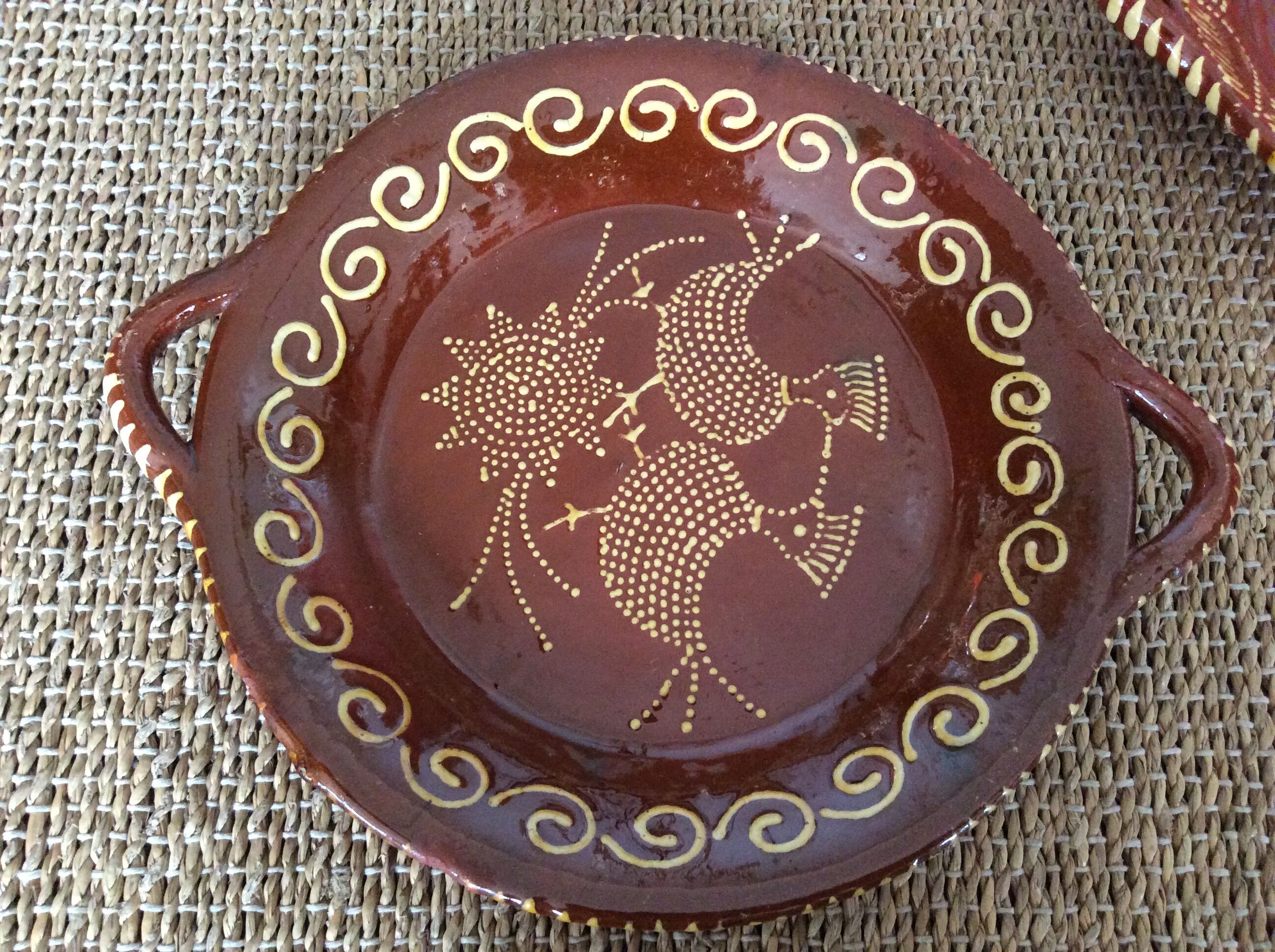 5 flat plates in glazed terracotta