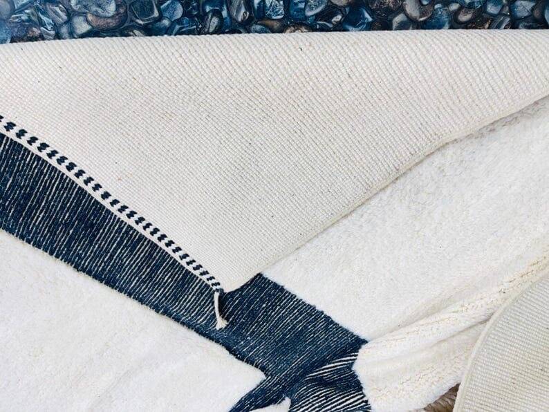 Handmade white and black Berber rug