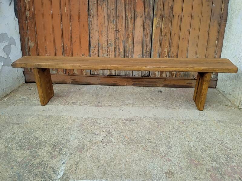 Bench 200 cm old patinated solid wood