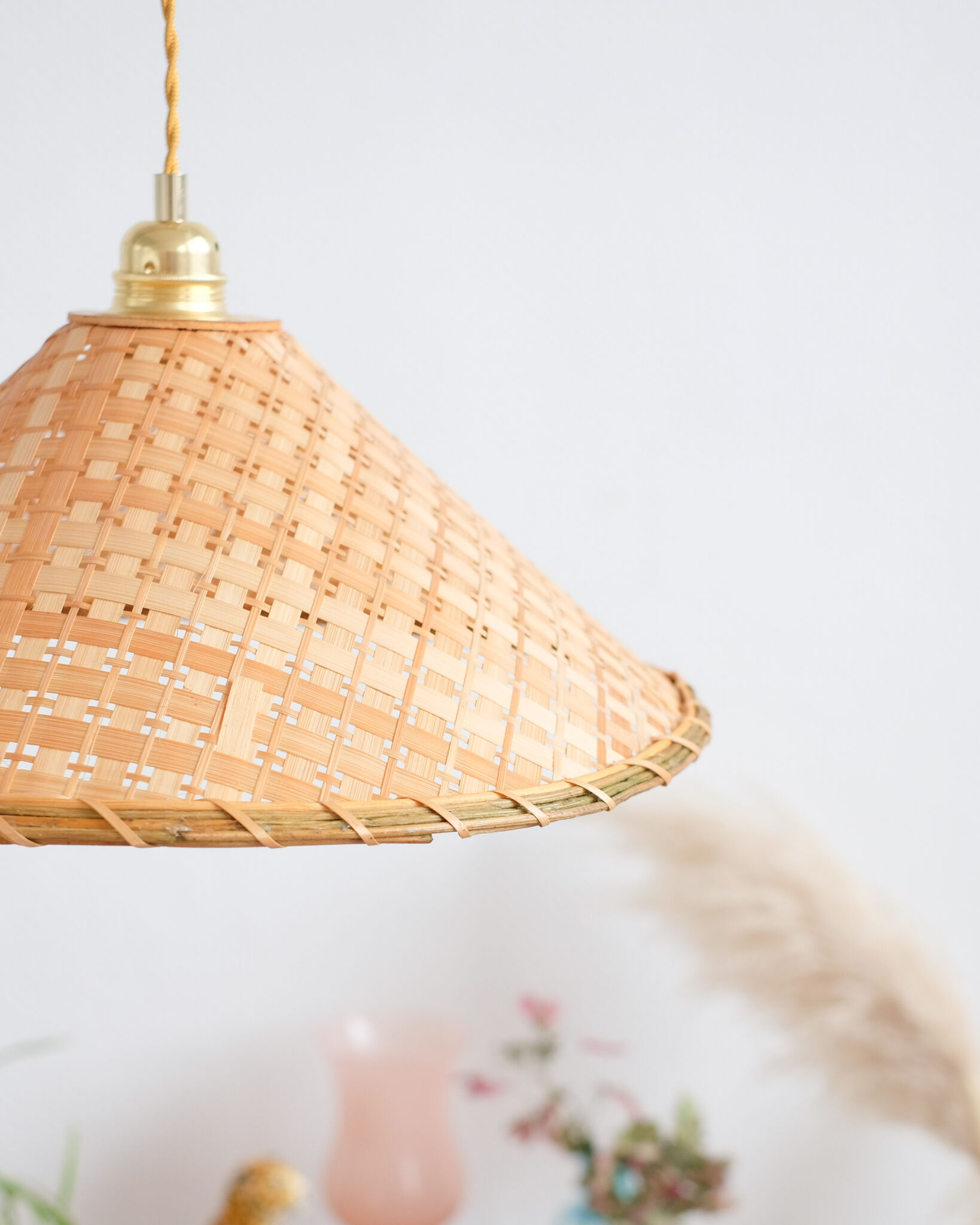 Vintage wicker pendant lamp