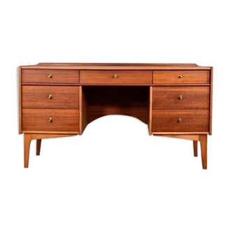 Bureau William Lawrence du milieu du siècle en teck et laiton