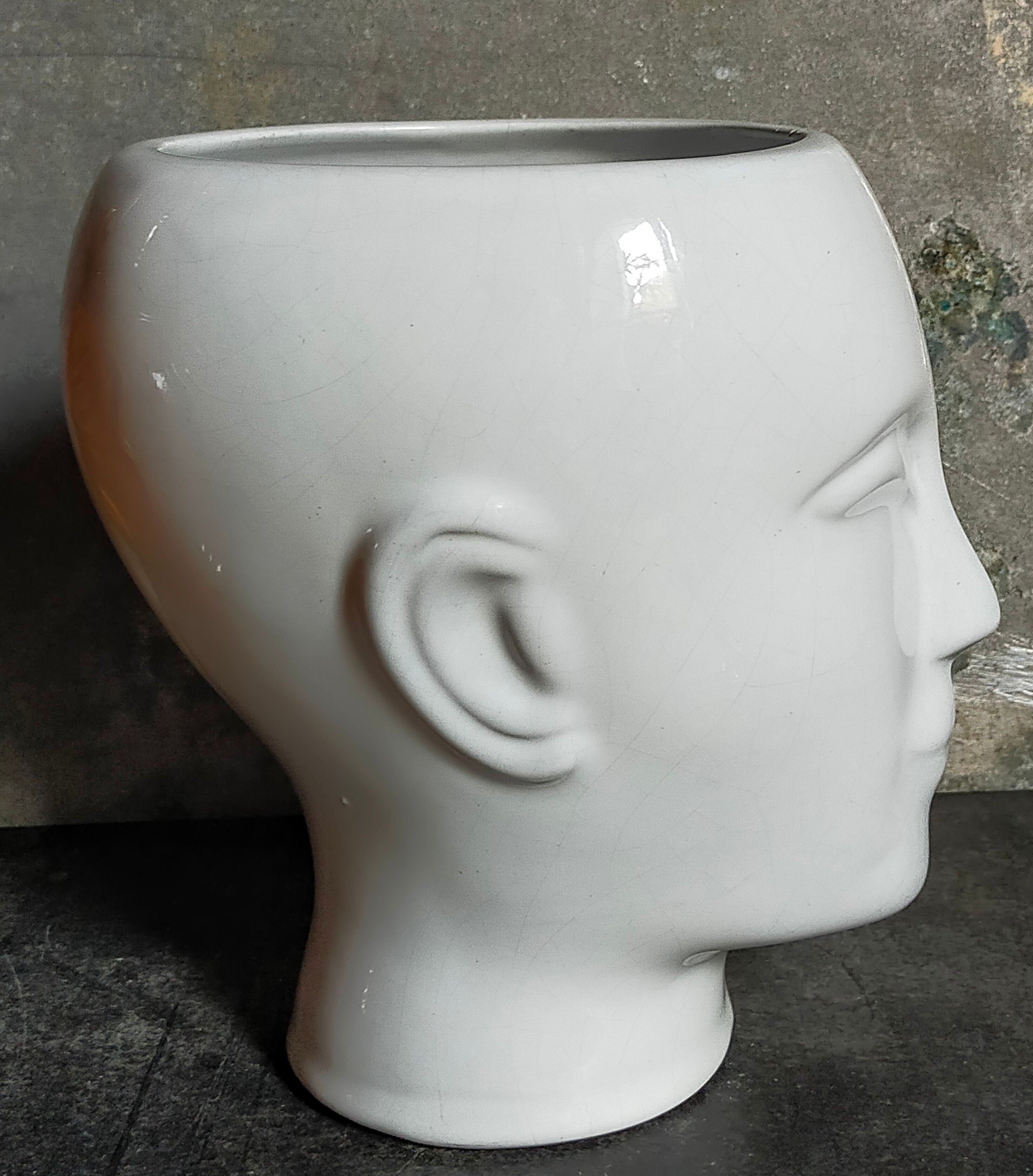 White ceramic pot cover vase 60s