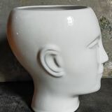 White ceramic pot cover vase 60s