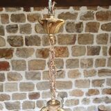 Lustre cage bronze et pampilles 3 branches