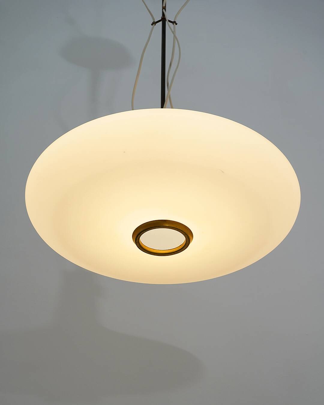 Glass and brass chandelier by Bruno Chiarini, 1950s
