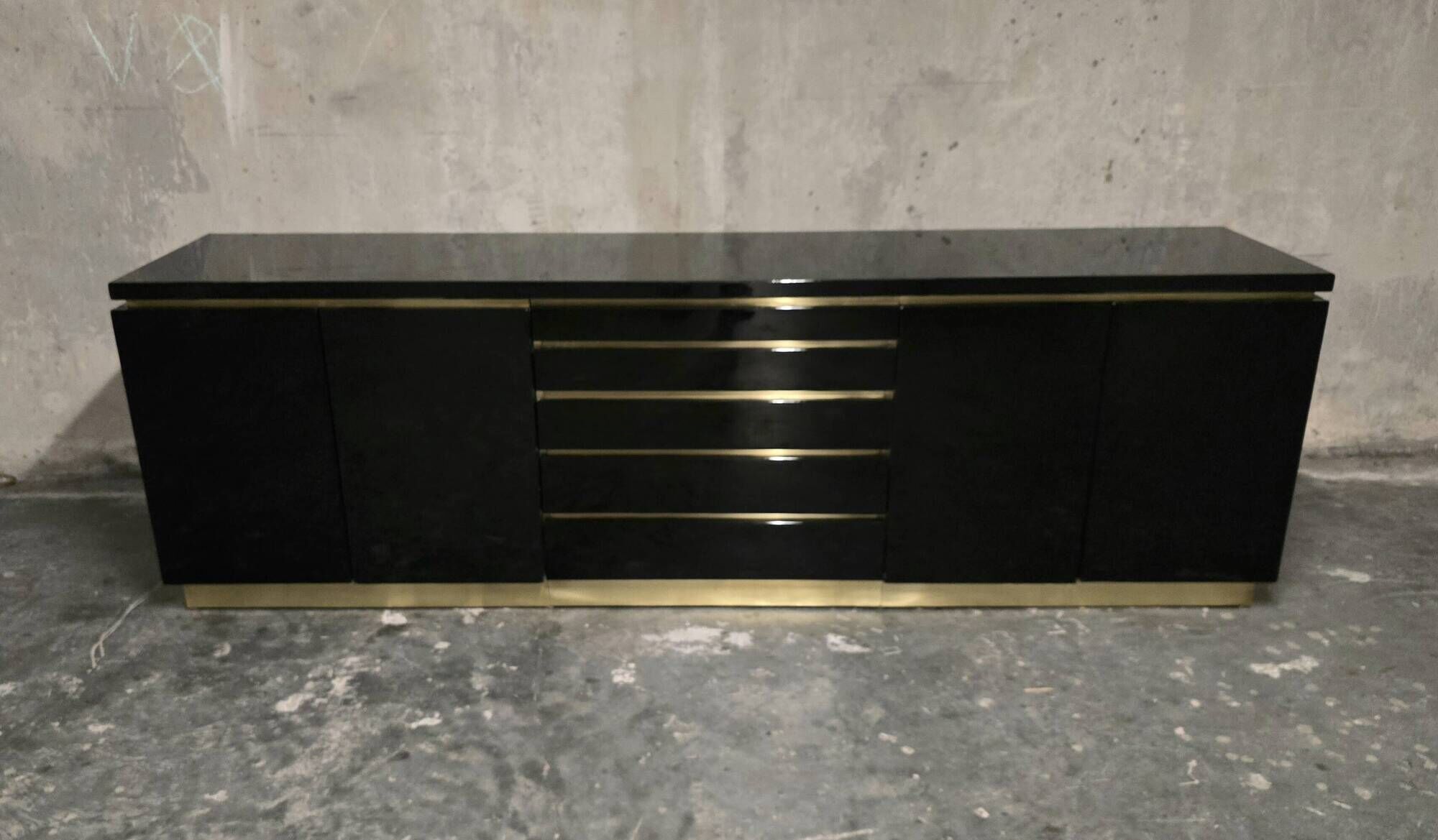 Jean-Claude Mahey for Maison Romeo Paris — Sideboard in black lacquer and milk.
