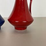 Set of two pottery fat lava vases "black-red" by Jopeko, Germany, 1970s modern