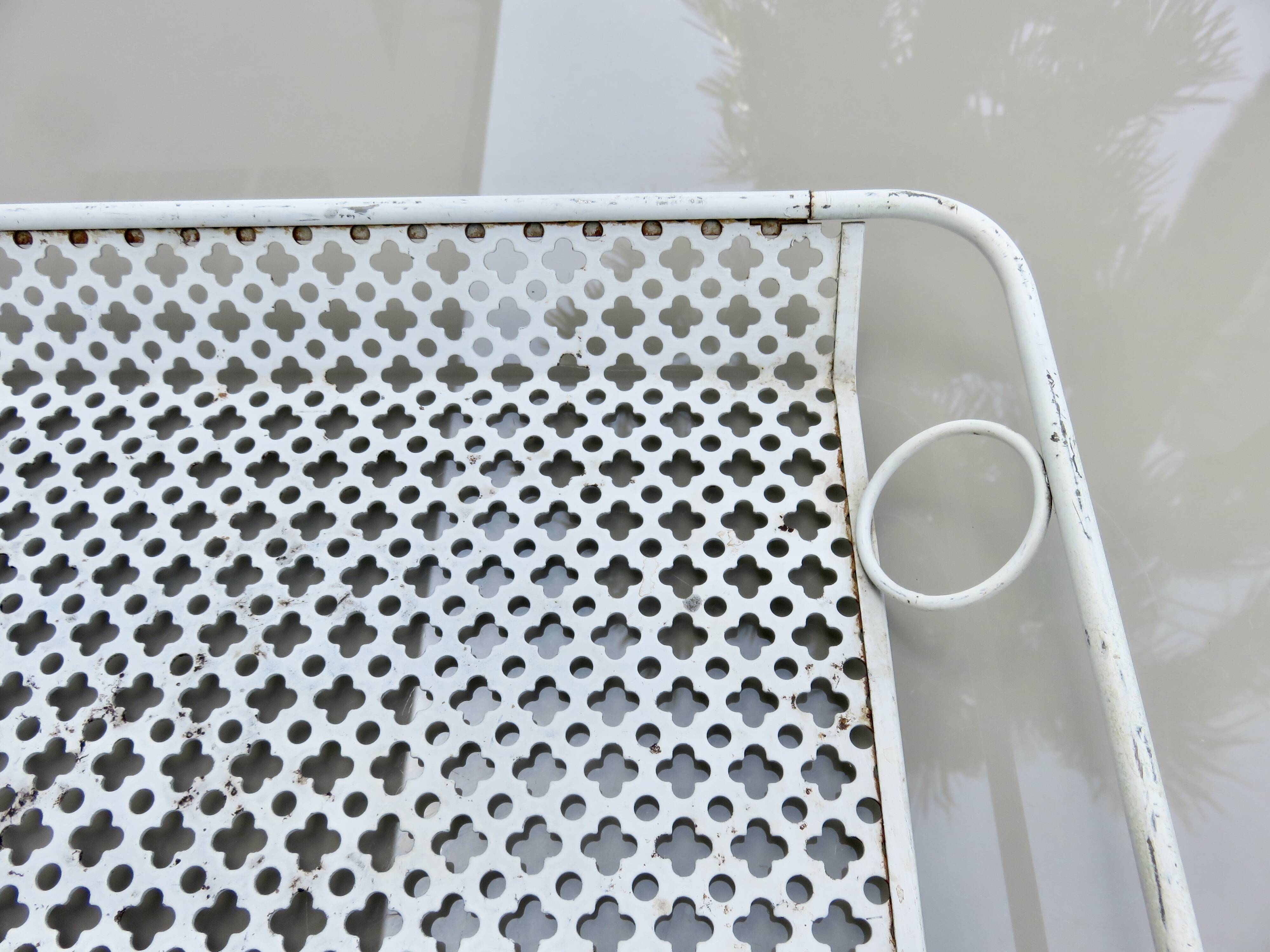Mathieu Mategot perforated metal plateau, white clover, from the 1950s or 1960s.