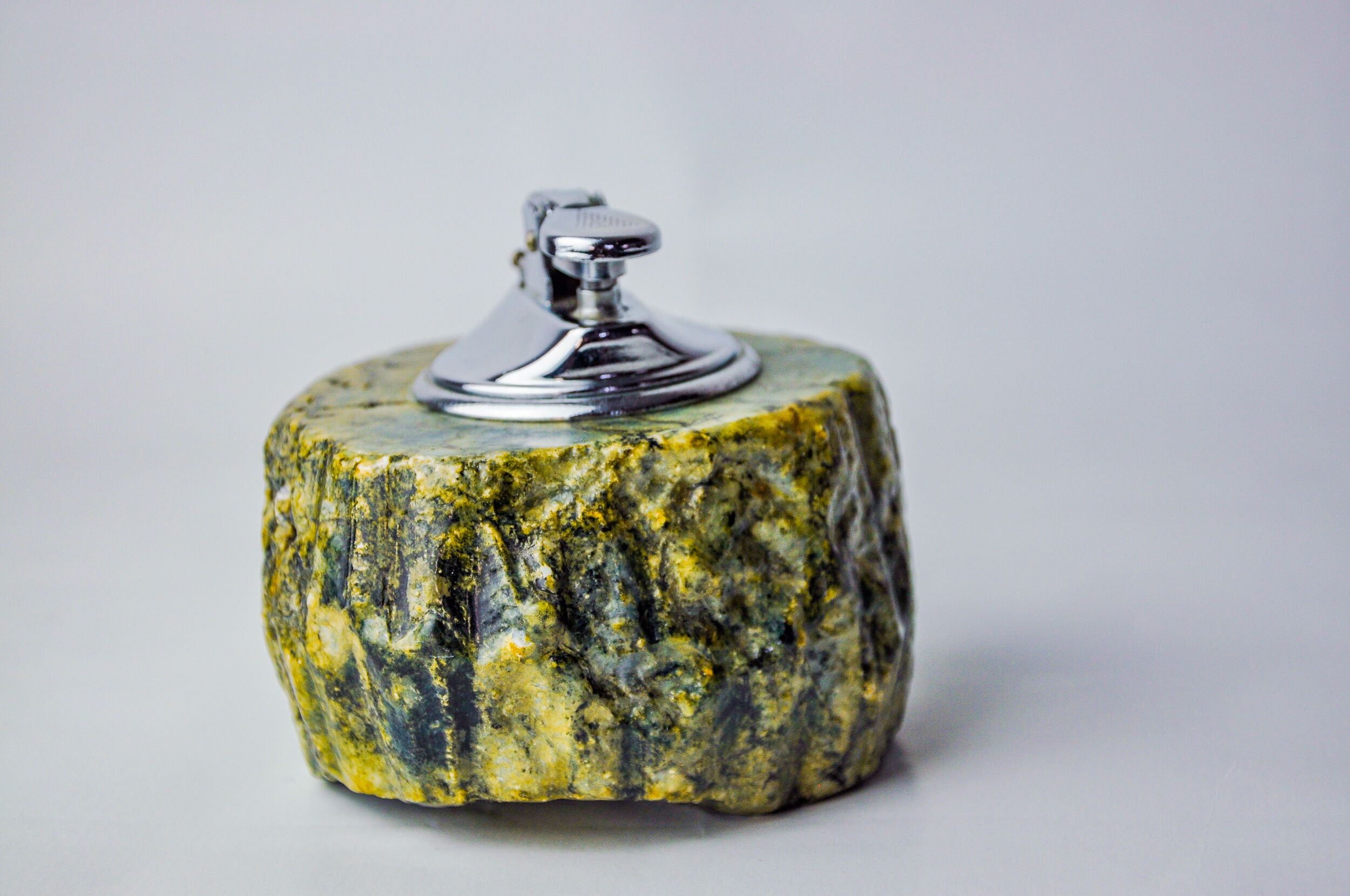 Green alabaster lighter by Romano Bianchi, Italy, 1970