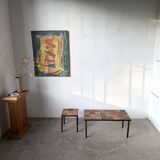 Duo de tables basses en céramique émaillée