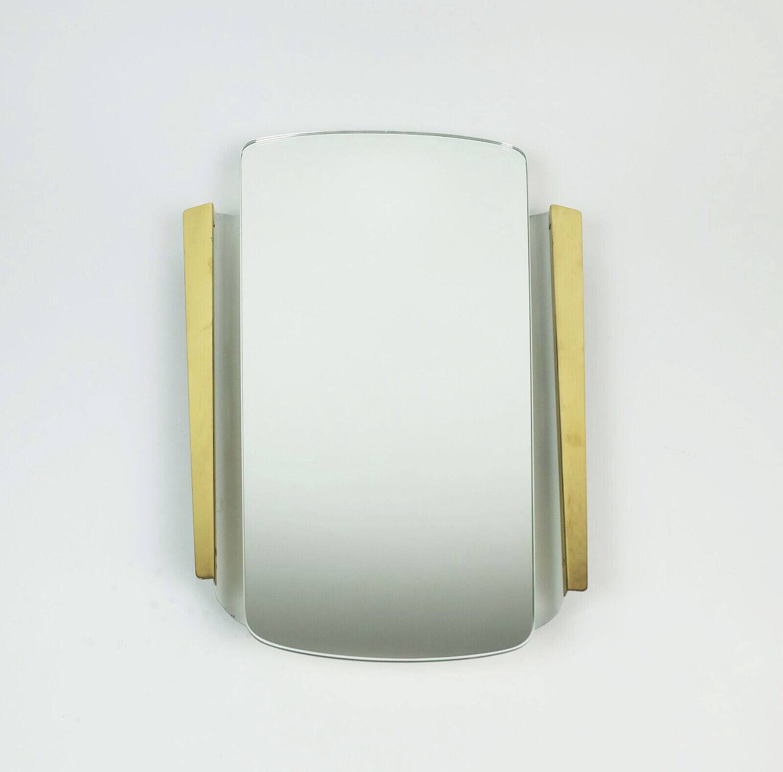 1950s 1960s mid century modern WALL MIRROR with metal and brass frame