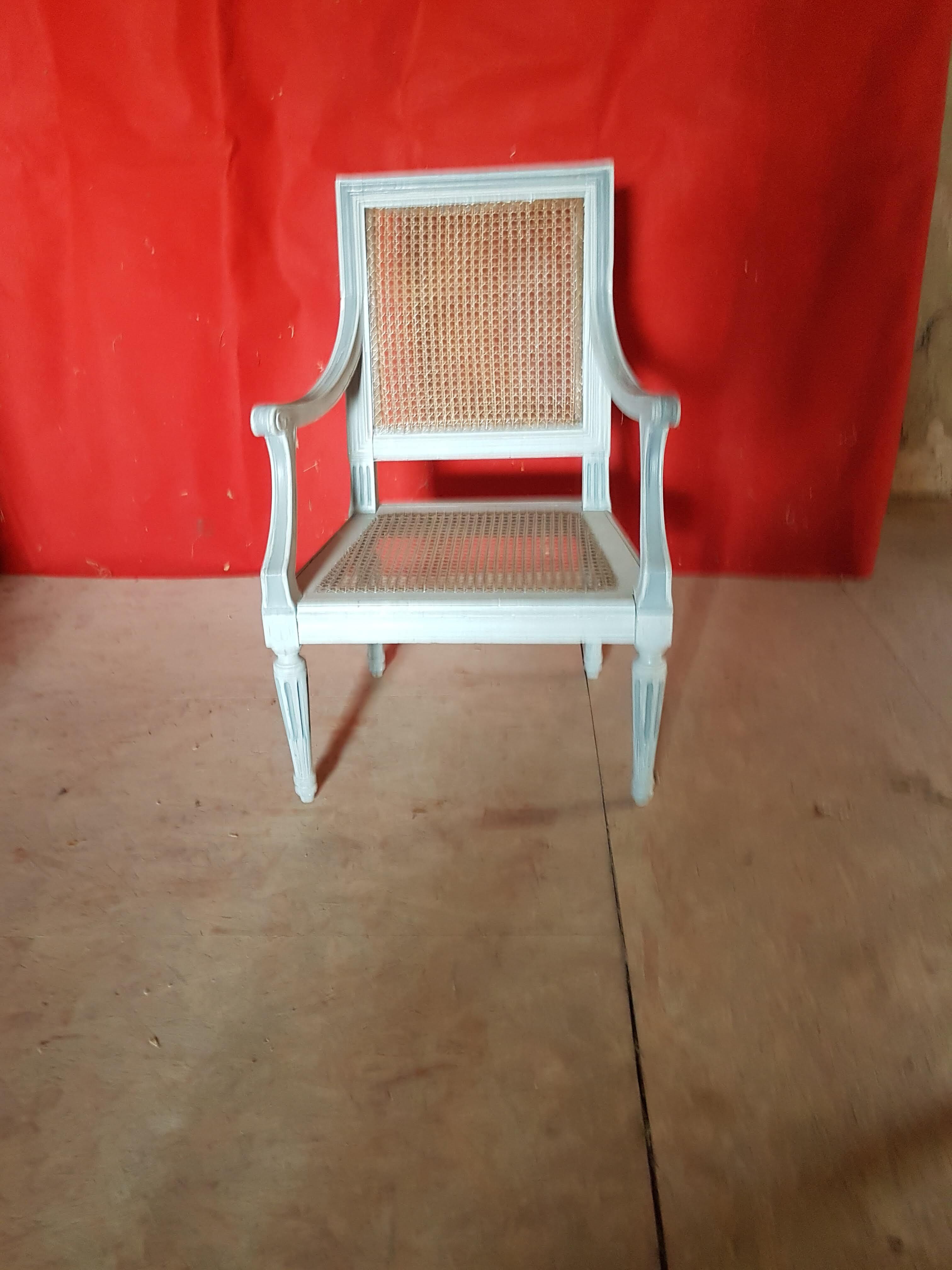 4 armchairs in Vienna straw and wood in Louis XVI style