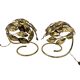Hollywood regency set of 2 brass leaves table lamps, Bottega Gadda Italy, 1970s