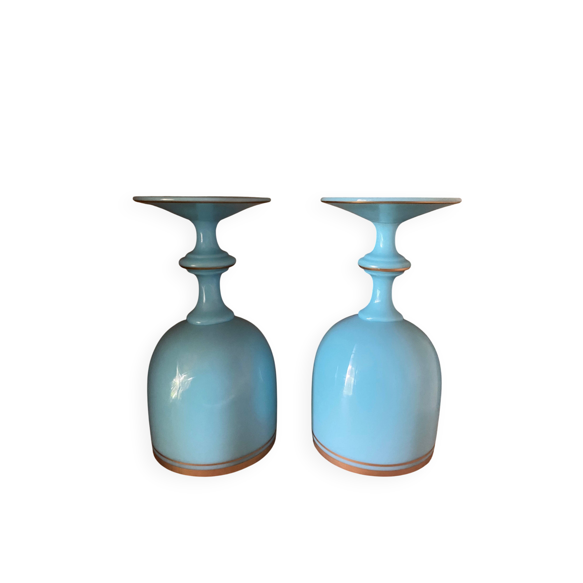 Set of 2 blue opaline glasses