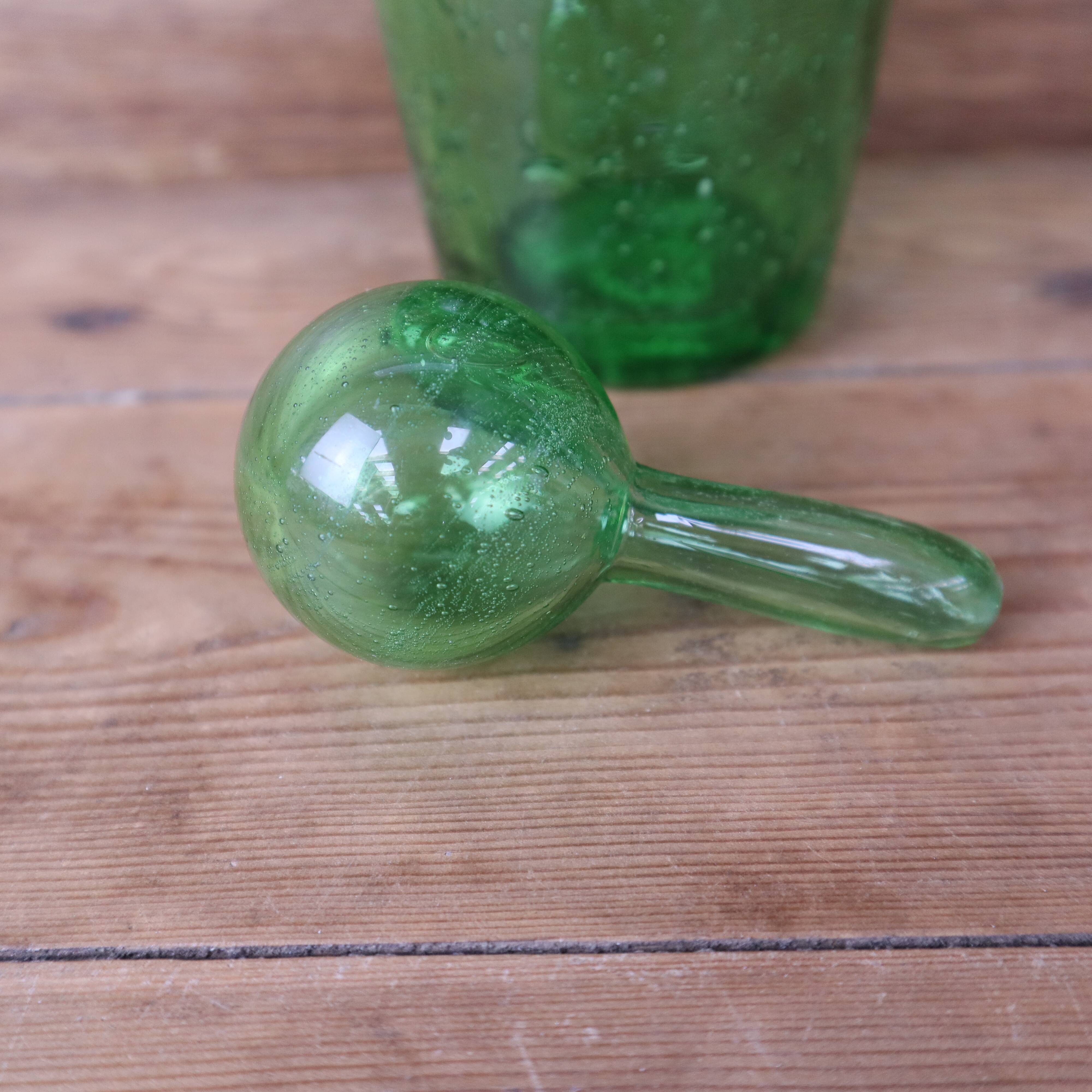 Green bubble glass carafe in Biot style