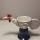 Set of 2 original porcelain shells in the shape of a bird