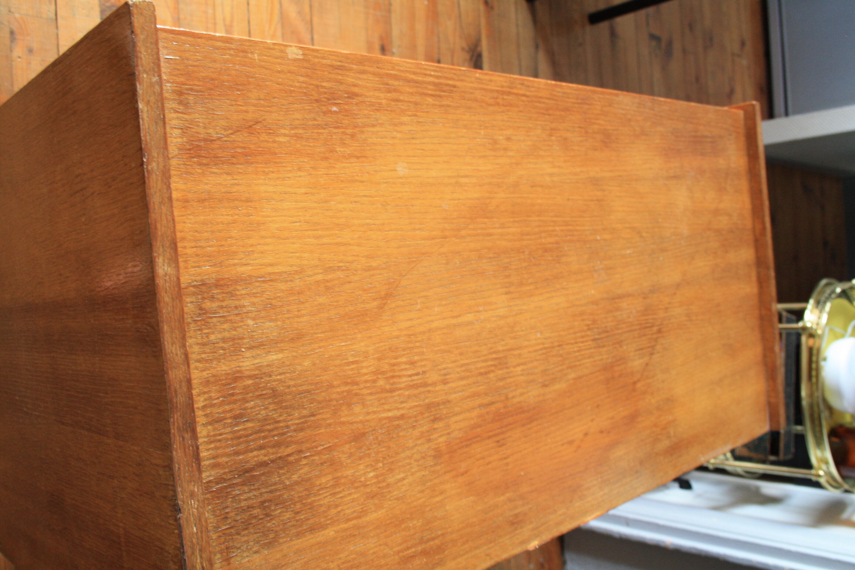 Vintage rattan wood chest of drawers