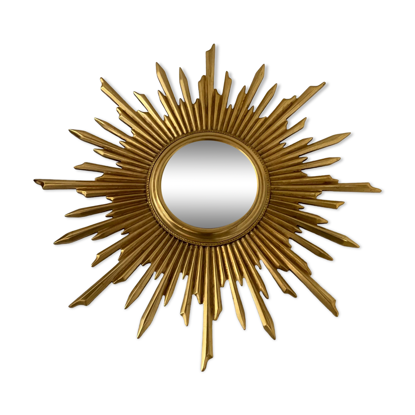 Sun mirror witch's eye vintage gilded wood 60s-70s