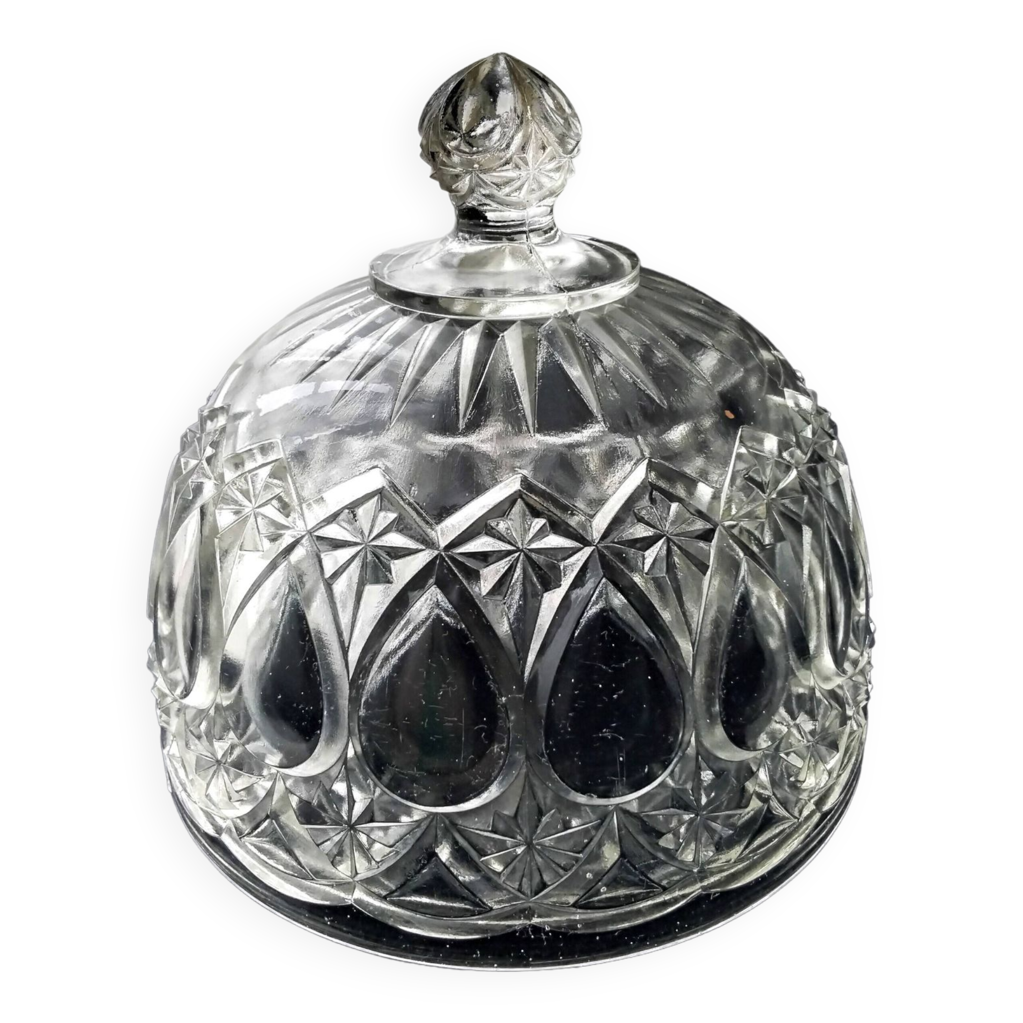 Old molded pressed glass cheese bell