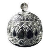 Ancienne cloche à fromage en verre pressé moulé