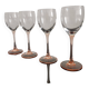 4 Luminarc white wine glasses with pink feet