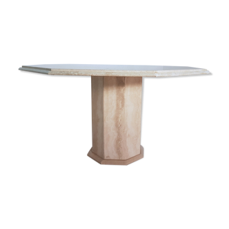 Octagonal Italian travertine dining table, 1970s