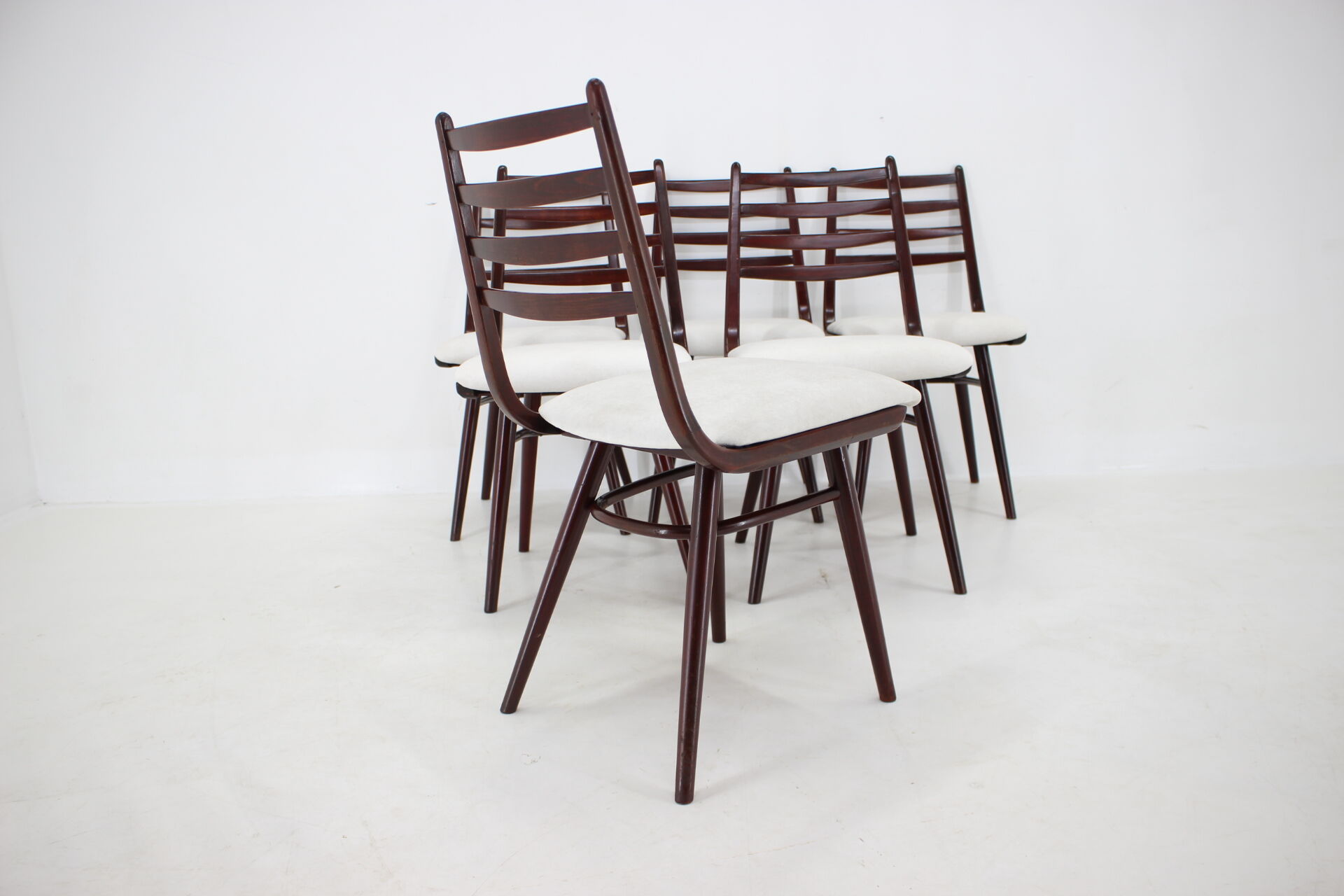 1970s Set of 6 Beech "Boomerang" dining chair ,Czechoslovakia
