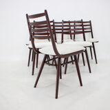 1970s Set of 6 Beech "Boomerang" dining chair ,Czechoslovakia