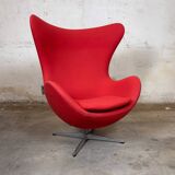 Fauteuil Egg Lounge Fritz Hansen Tissu Arne Jacobsen – Rouge – Fauteuil design,