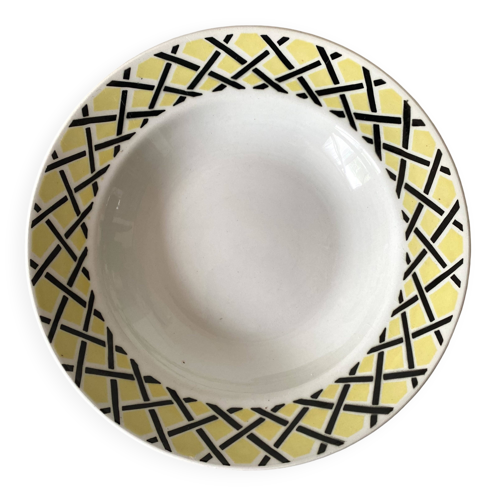 50s deep plates, yellow and black grid