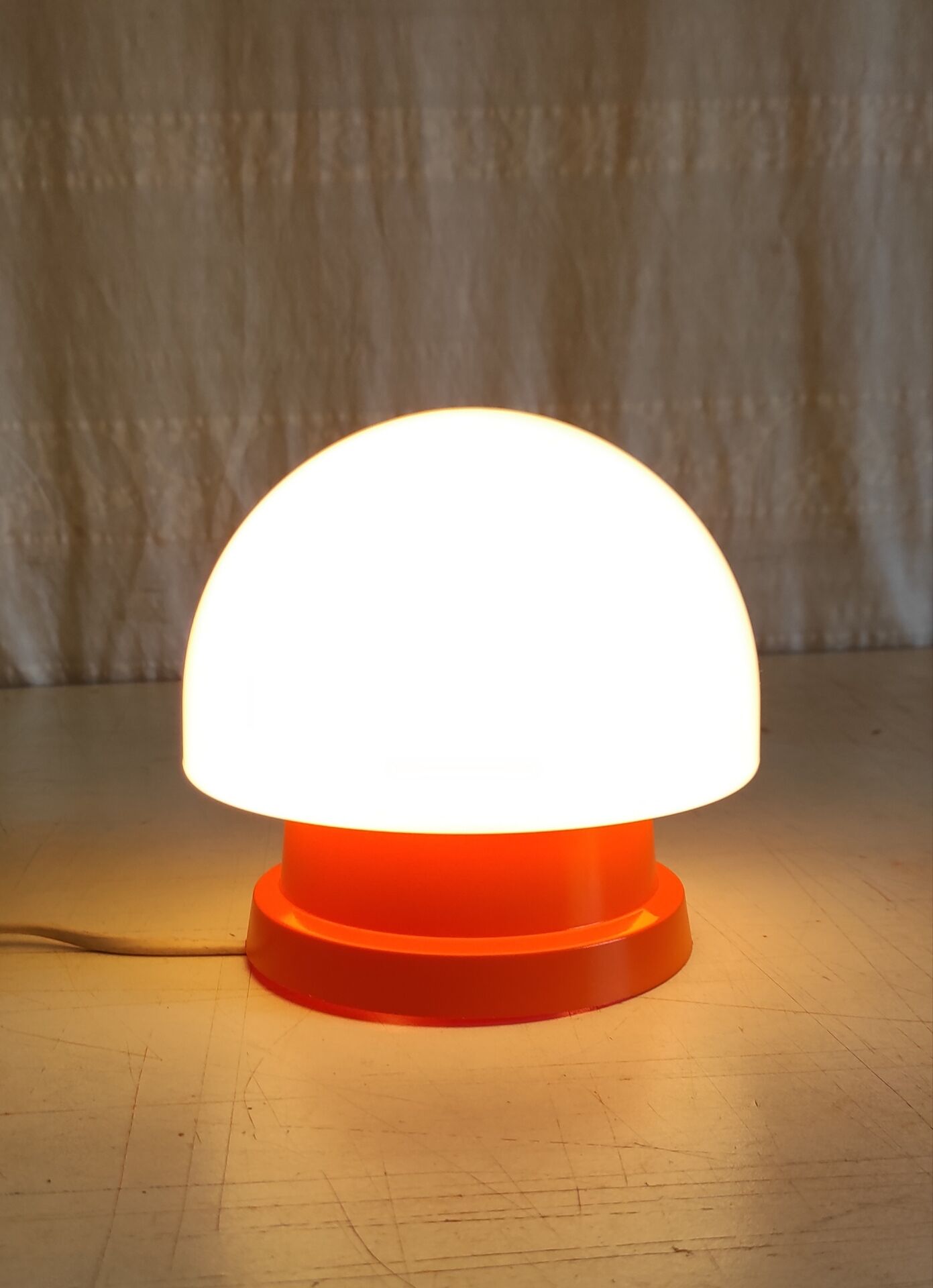 Ceiling light or wall lamp in orange ABS and opal globe - 1970s