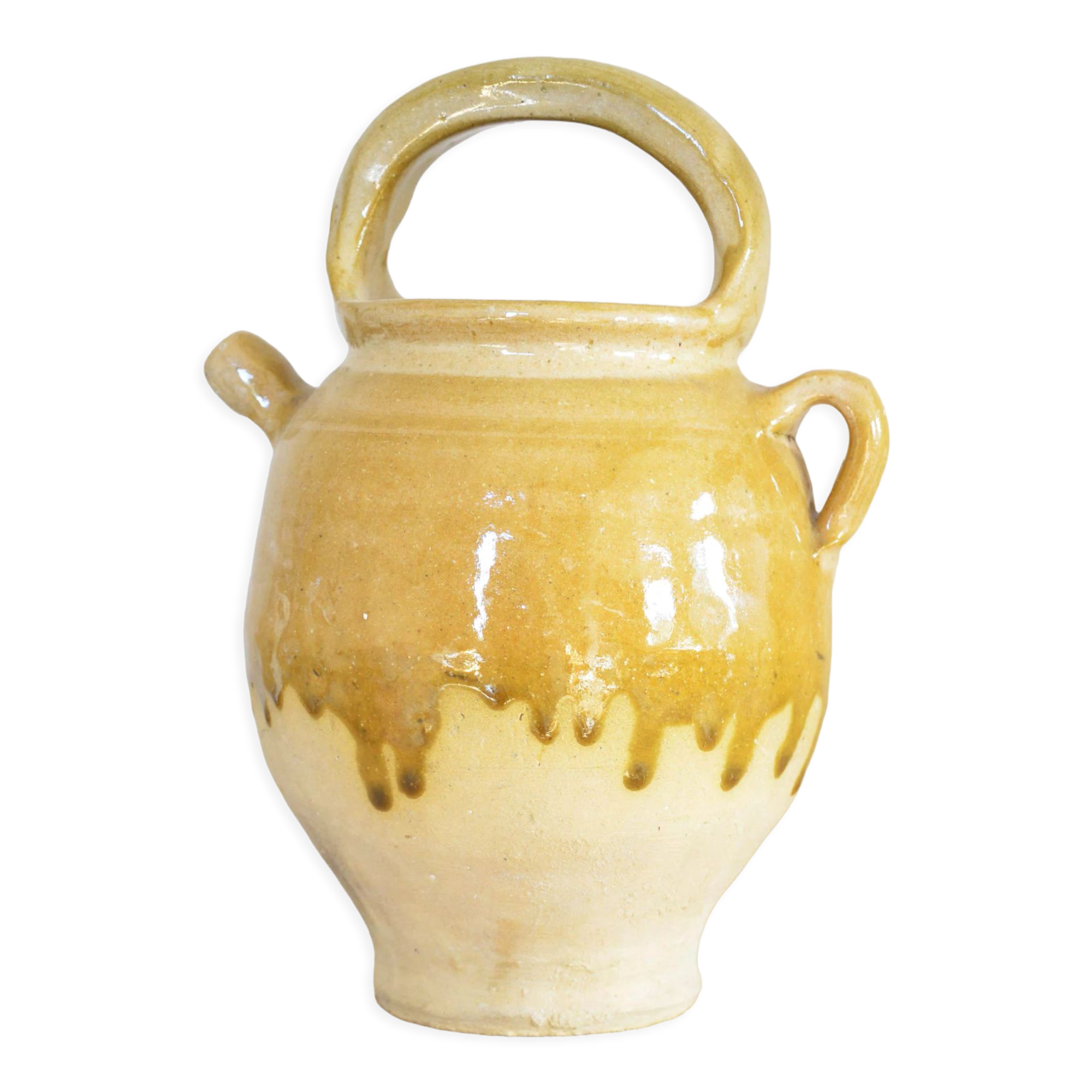 Yellow glazed gargoulette, Provençal jug pitcher
