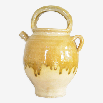 Yellow glazed gargoulette, Provençal jug pitcher