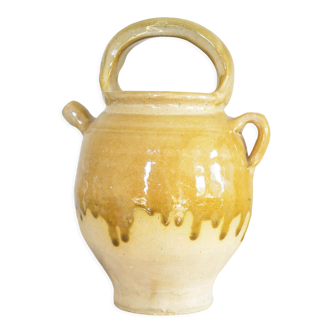 Yellow glazed gargoulette, Provençal jug pitcher