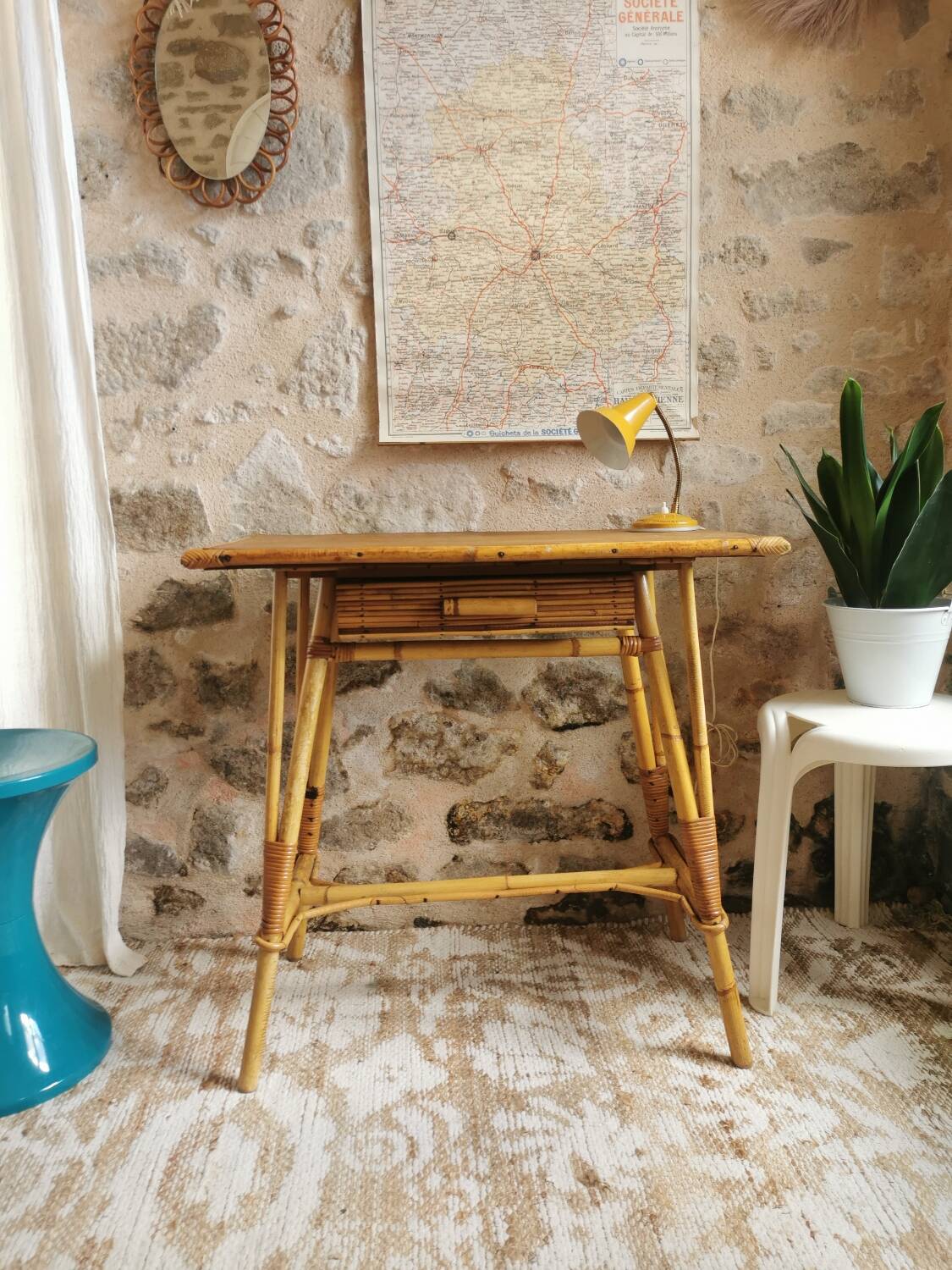 Vintage rattan desk from the 60s