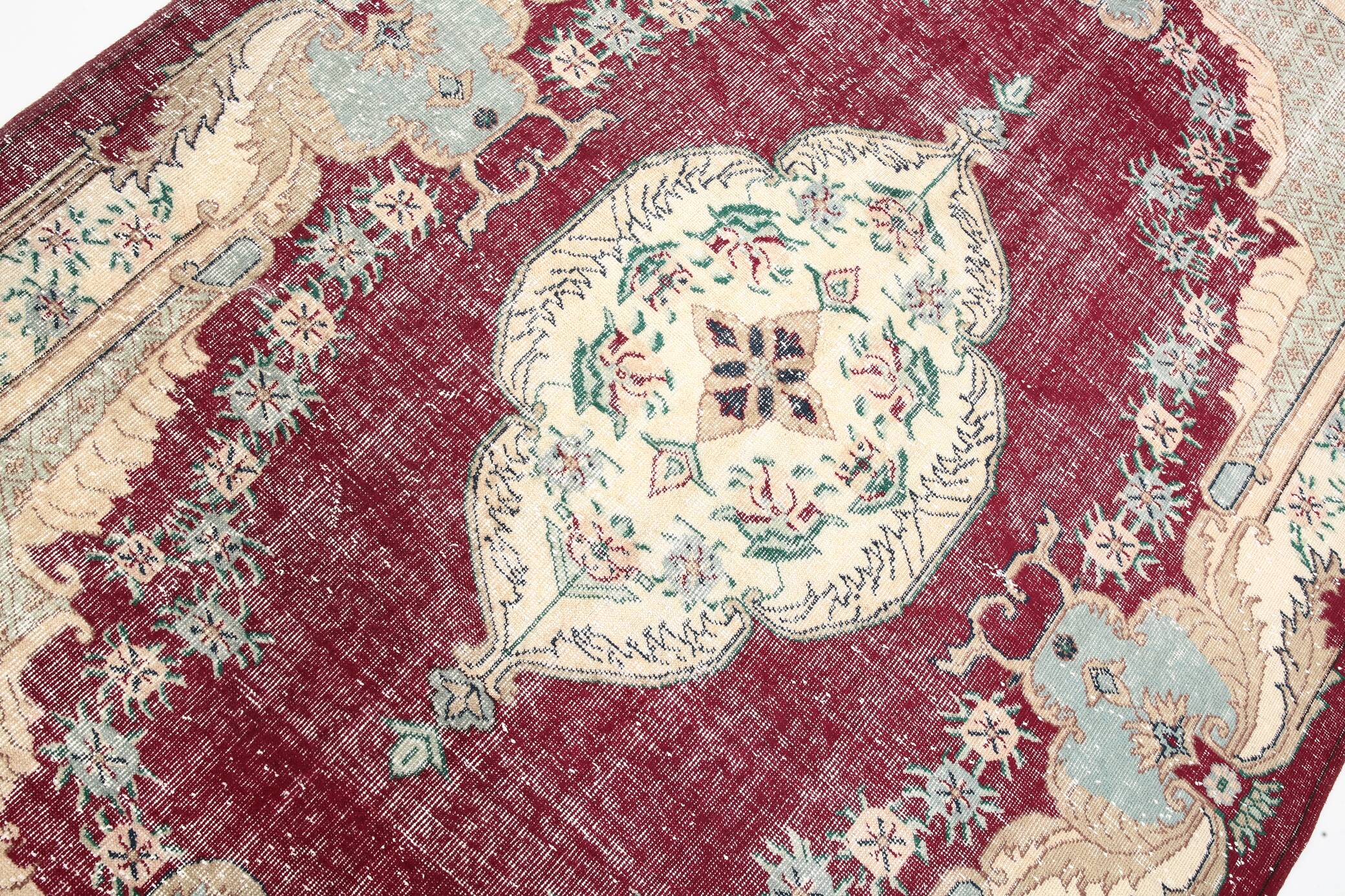 7x11 Wine Red & Beige Classic Persian Rug, 201x323 Cm