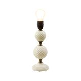 Pied de lampe en verre laiteux et laiton, années 1970