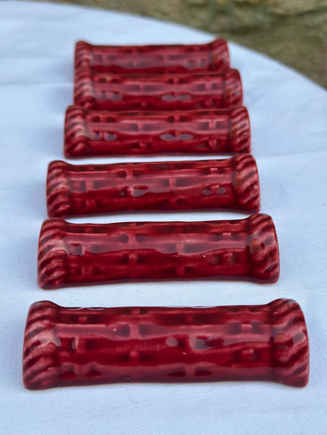 Vintage knife rest proceram aubagne – blood red ceramic