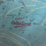 Luminous world map in tripod glass