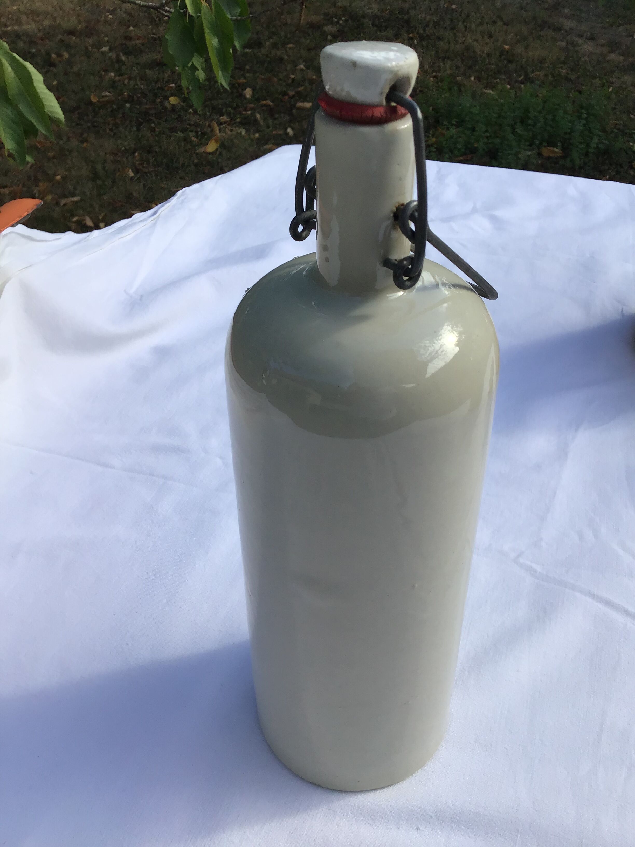 Old airtight white sandstone bottle