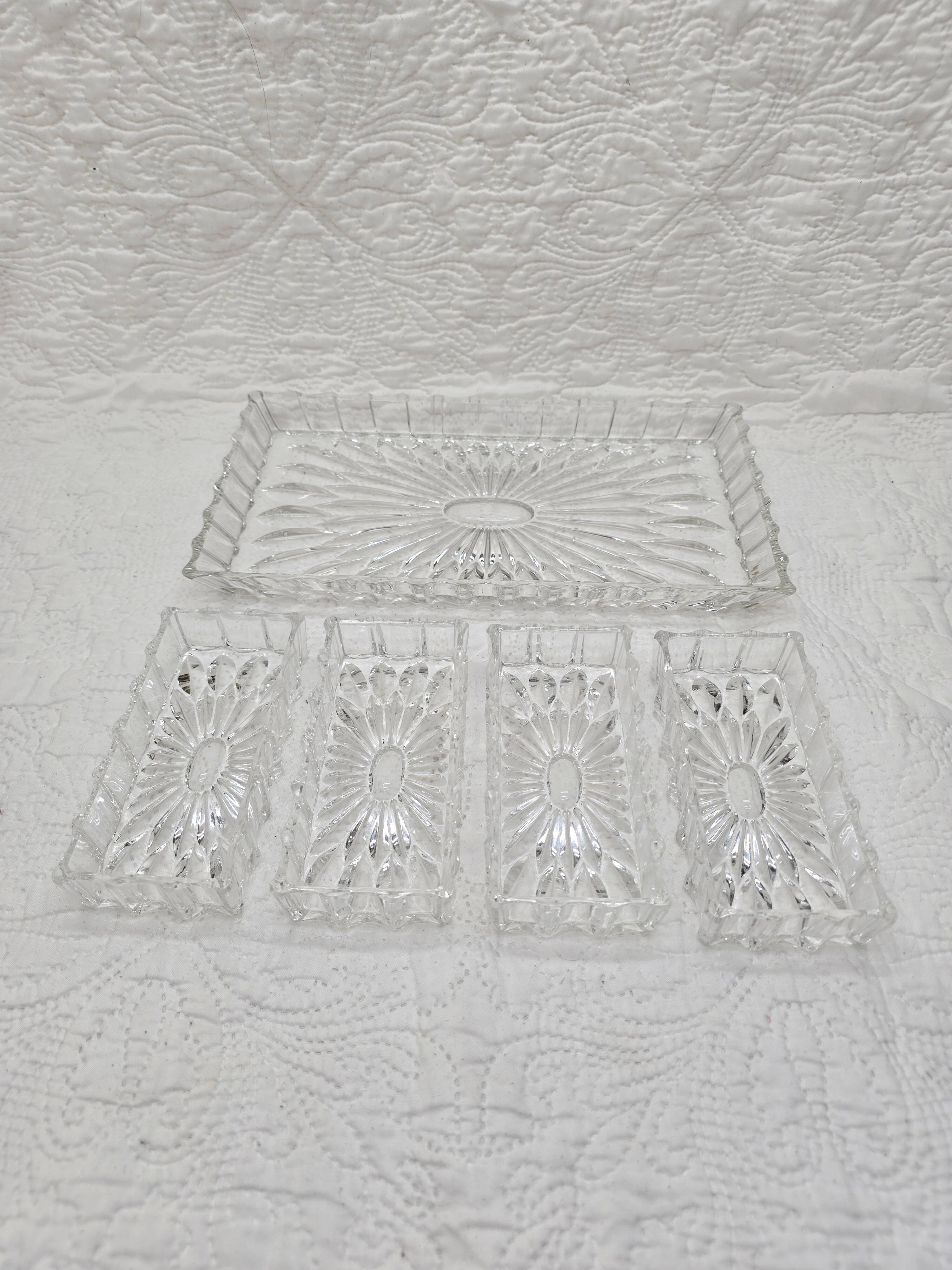 Antique compartmentalized dish in Art Deco crystal