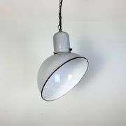 Lampe à suspension industrielle en émail gris, années 1960