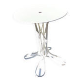 Table de jardin Eiffel XIXe en fer forgé – plateau rond blanc Ø 60 cm